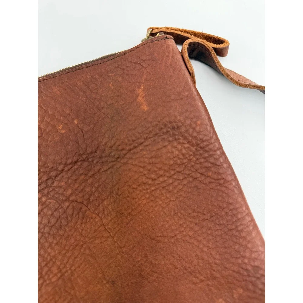 Lifetime Leather Crossbody Bag Brown Full Grain Cowhide Leather Adjustable Strap